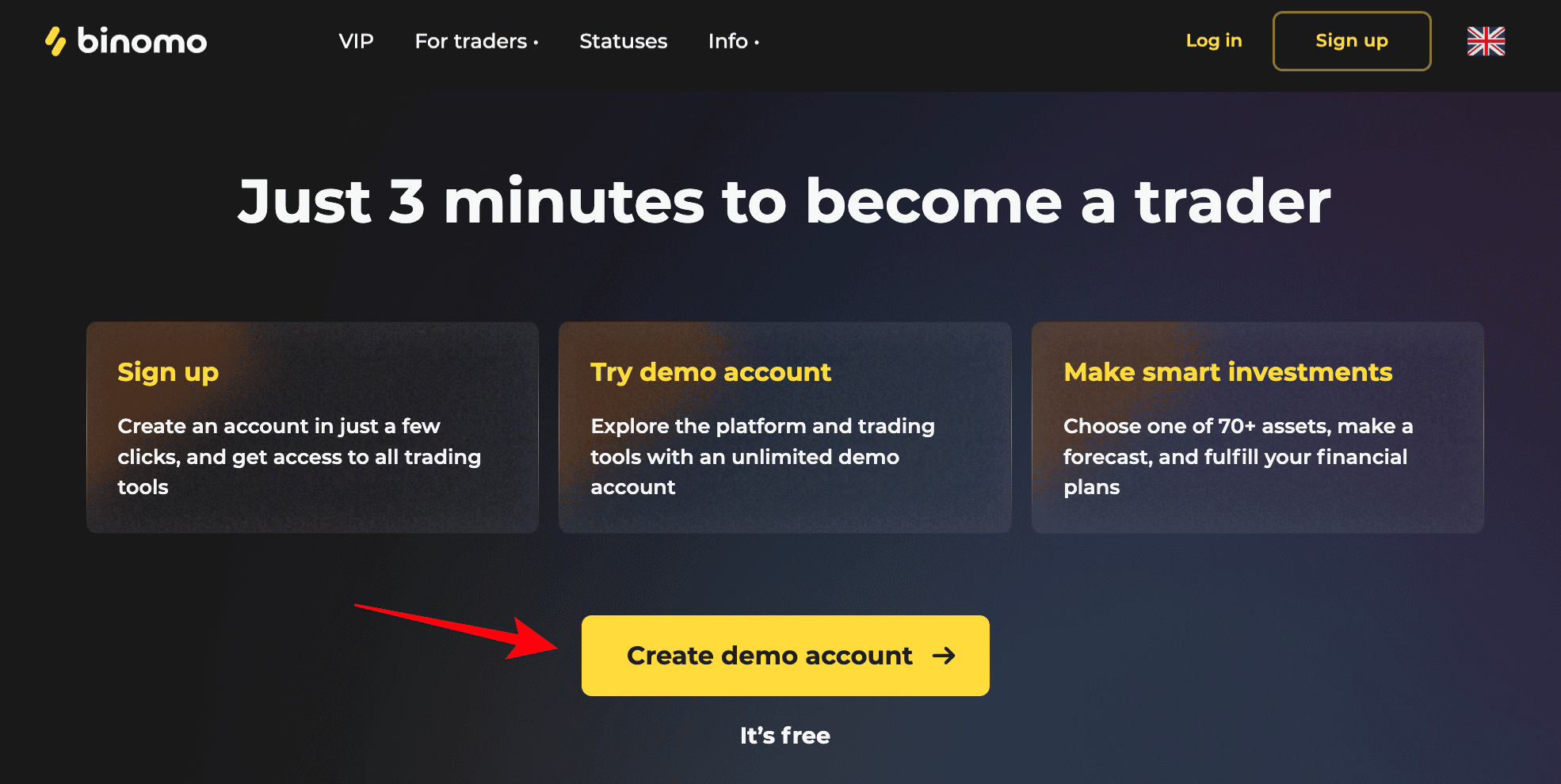 How to create a free risk-free demo account on Binomo