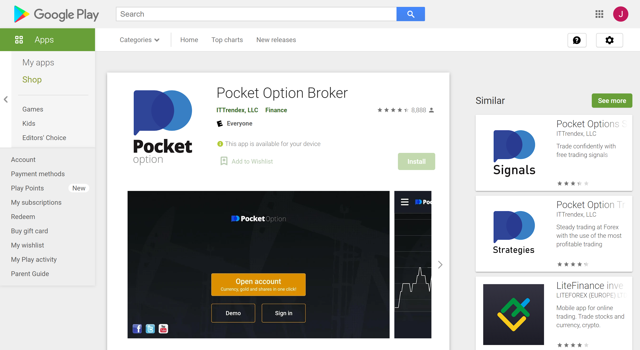 Pocket Option Google Play Store